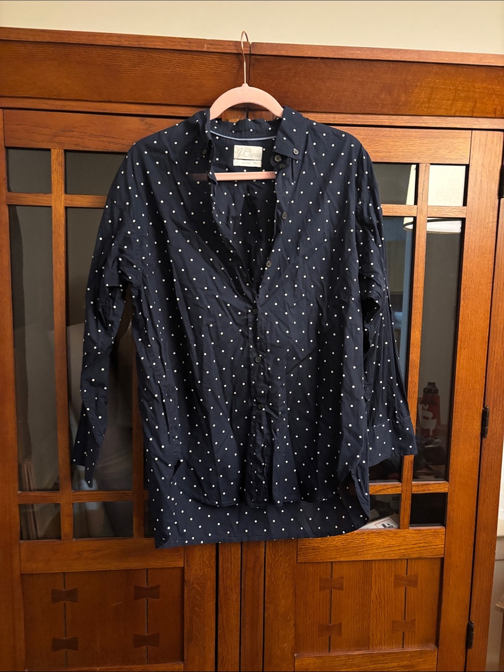 J. Crew Navy Polka Dot Button-Up Blouse